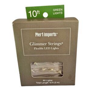 NEW Pier 1 Imports Glimmer Strings GREEN Lights 10 Feet - 60 Lights Flexible LED